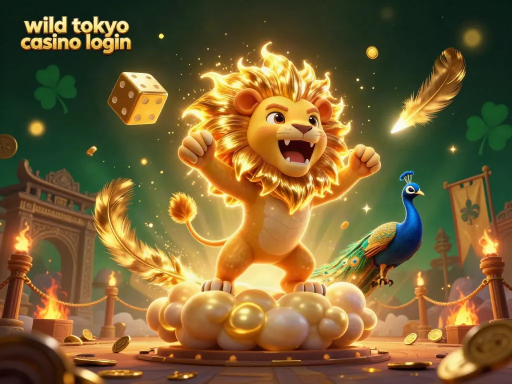 Engage with wild tokyo casino login in this vibrant 3D scene featuring a roaring sun lion and golden dice.